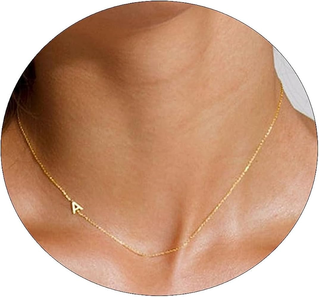 Sewyer Dainty Initial Necklaces for Women 14K Gold Plated Sideways Initial Necklace Personalized ... | Amazon (US)