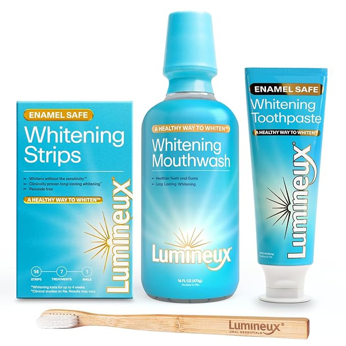 Lumineux Teeth Whitening Kit Peroxide Free for Whiter Teeth Includes 7 Whitening Treatments, 1 Mo... | Amazon (US)