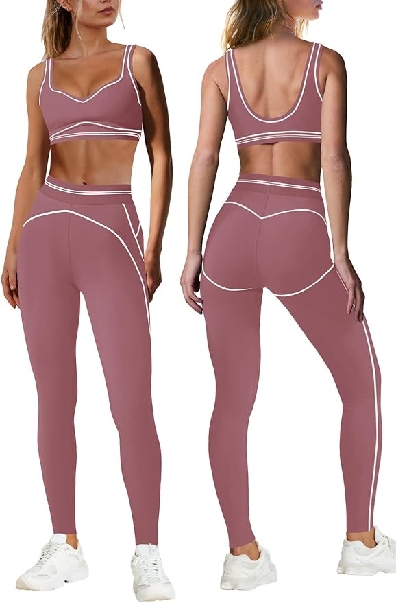 Nirovien Womens 2 Piece Workout Sets Athletic Yoga Sets Gym Outfits Butt Lifting Leggings and Spo... | Amazon (US)