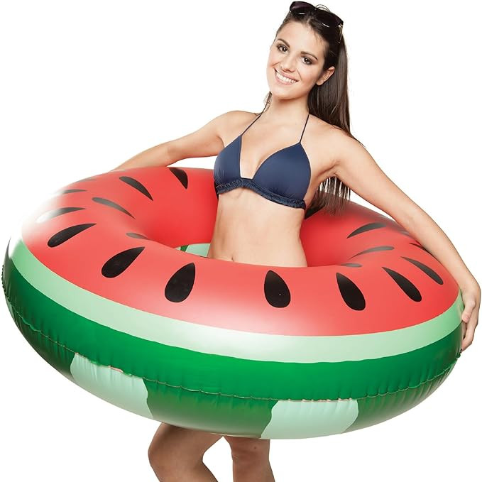 Watermelon Pool Float, Large Inflatable Swim Ring, Novelty Pool Party Lounger for Outdoor Summer ... | Amazon (US)