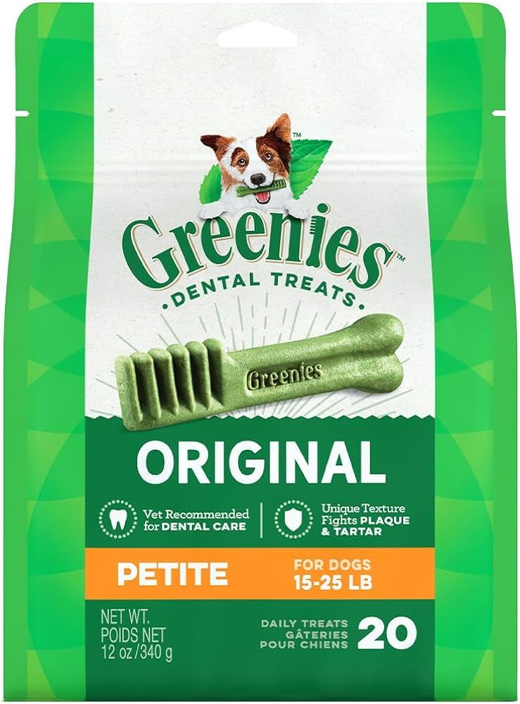Greenies Original Petite Natural Dental Care Dog Treats, 12 oz. Pack (20 Treats) | Amazon (US)
