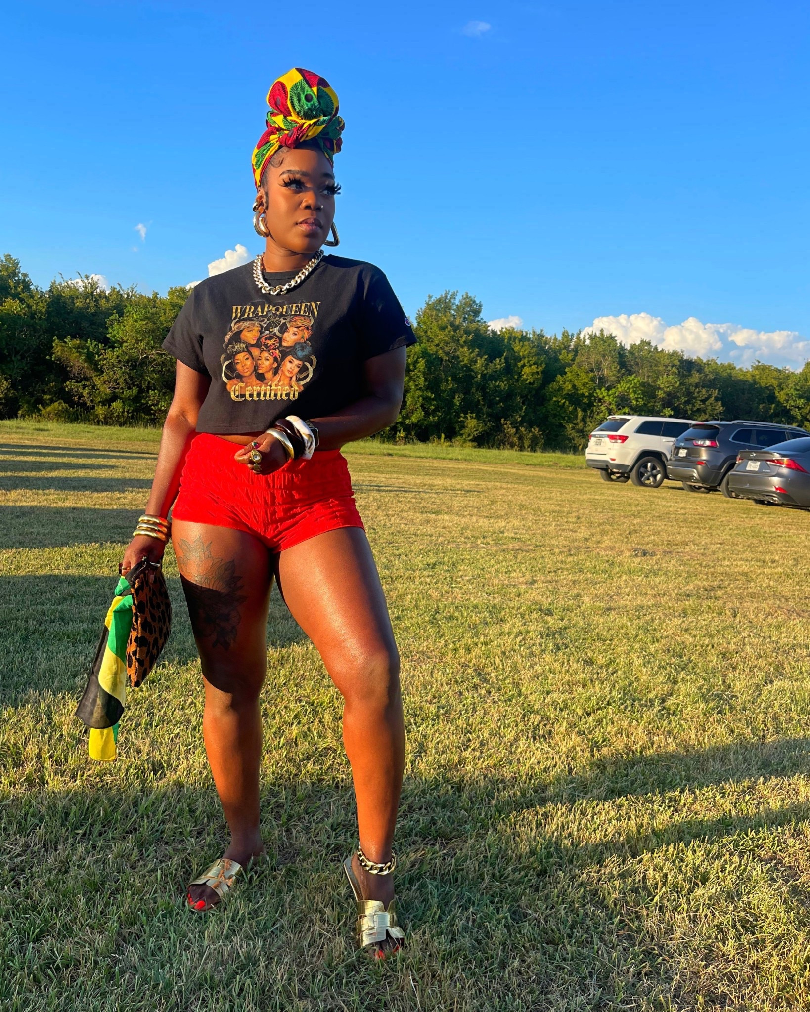 Went to a reggae festival recently and this is what I wore. Tee shirt and headwrap is wrapqueen.com. I’ll link the shorts and sandals for you guys! 

#LTKFindsUnder50 #LTKSeasonal #LTKStyleTip
