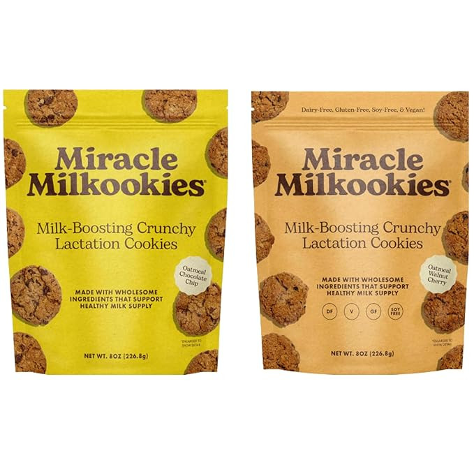 Miracle Mama Milkookies-Lactation Cookie Sampler– Crunchy Oatmeal Chocolate Chip + Vegan Oatmea... | Amazon (US)