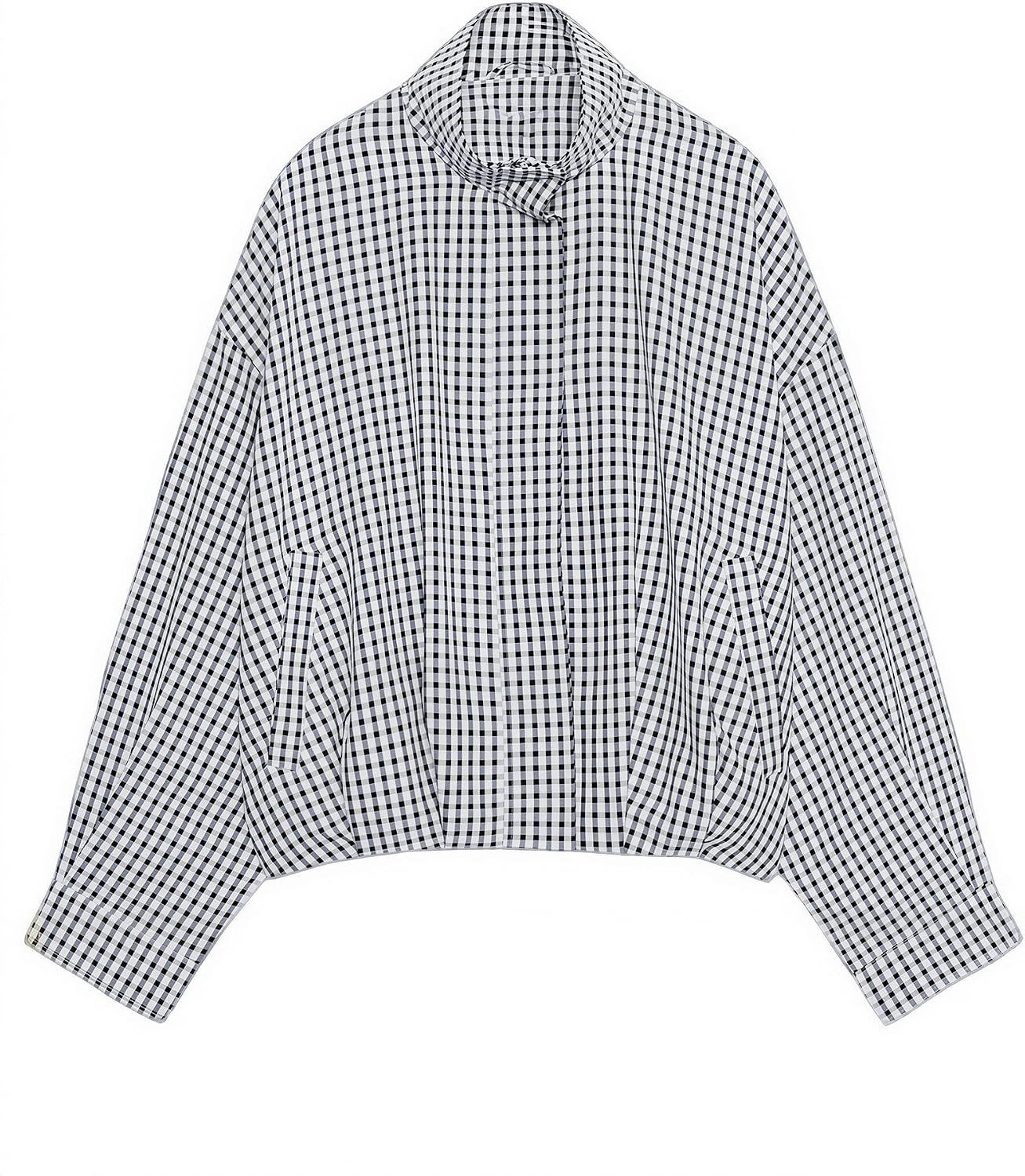 Womens Plaid Jacket Bomber Stand Collar Zip Up Coat with Pockets | Amazon (US)