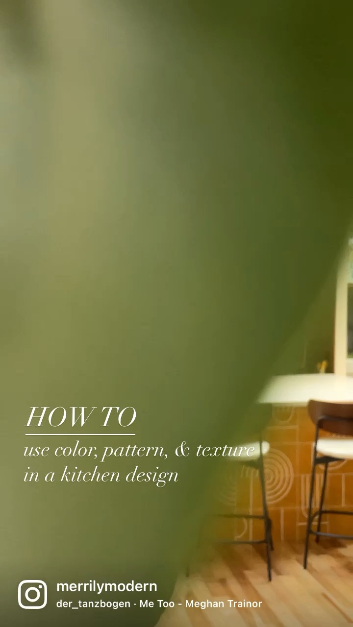 When it comes to design, and I suppose life, in general, it’s all about balance!  A lot of people can be afraid to use color, pattern, and maybe even texture in a space as prominent in the house as a kitchen. Typically a small powder room is a “safe space“ to take some big risks. But I say, in the iconic words of Sheryl Crow “If it makes you happy, I can’t be that bad.”

I balance busyness like the wallpaper or island tile with minimalism. The black tile on my cooking wall, is grouted with black to downplay that area.  It offers just a hint of texture versus additional pattern. 

The continuous flow of the walnut grain in the cabinetry, while visually very appealing, also lends itself to a bit of minimalism. If the grain were broken up and not continuous, or I would say even vertical instead of horizontal, it would not be as pleasing to the eye, and would be more of a pattern than a flow.  Keep in mind that we read left to right, at least in this country, and our eyes are next to one another versus on top of each other. 

When it comes to using more than one color, my rule of either going complementary or analogous is a safe bet! The muted blue with the mustard yellow, feels harmonious against all of the neutrals in the space.  These colors are also very era appropriate and do not feel out of space in my 1962 home.

In the end, if you’re paying the mortgage, do whatever the fuck you want because if it makes you happy, I can’t be that bad  🤣 

— t a g s —

#renovation  #kitchenrenovation  #midcenturymodern  #midcenturyhome  #midcenturymodernkitchen  #mcm #mcmkitchen #modernkitchen #modernkitchendesign #moderndesign #colorfulkitchen #colorfuldesign  