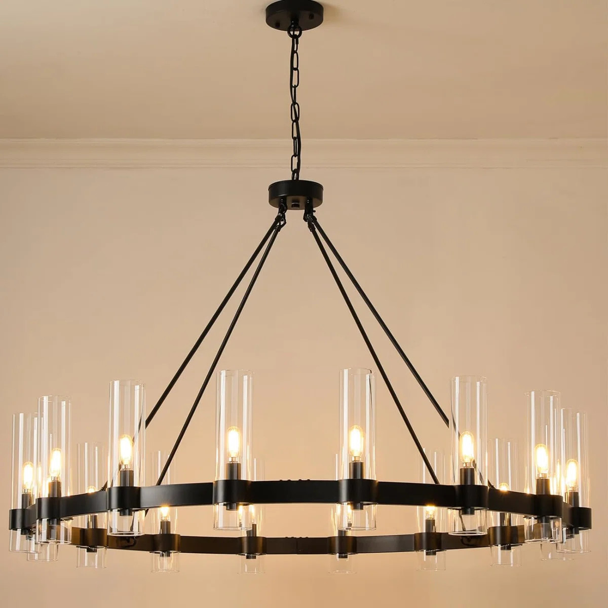 Dhmendar 16 - Light 48'' Glass LED Wagon Wheel Chandelier | Wayfair North America