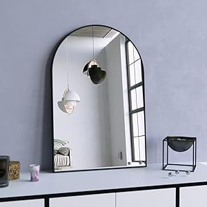 BEAUTYPEAK 24"x36" Arch Bathroom Mirror, Wall Mounted Mirror, Black Vanity Wall Mirror w/Metal Fr... | Amazon (US)