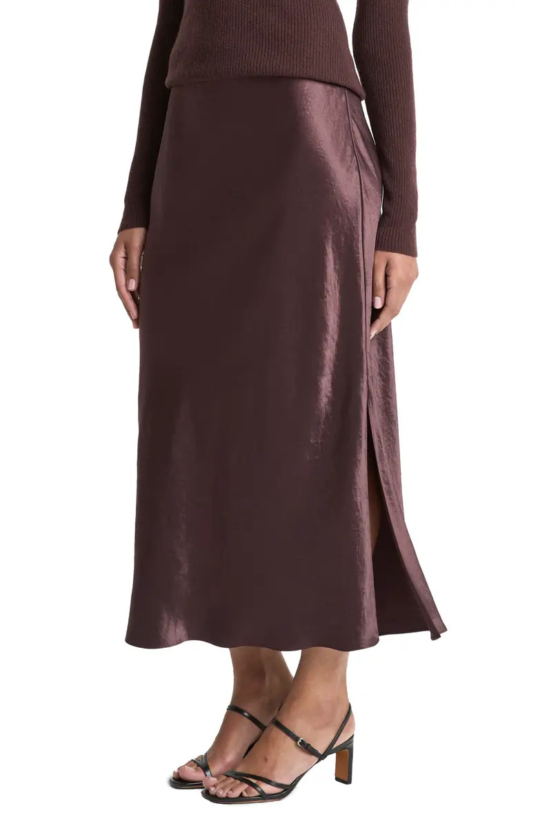 Side Slit Matte Satin Slip Skirt | Nordstrom