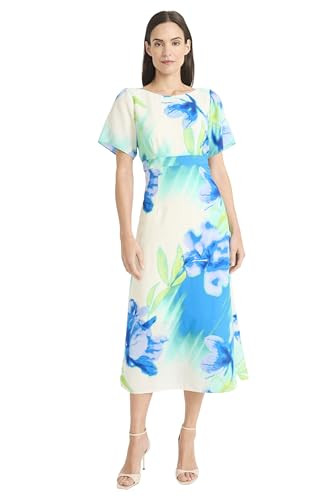 Maggy London Women's Women's Floral Printed Midi Cocktail Dress with Boat Neckline and Empire Wai... | Amazon (US)