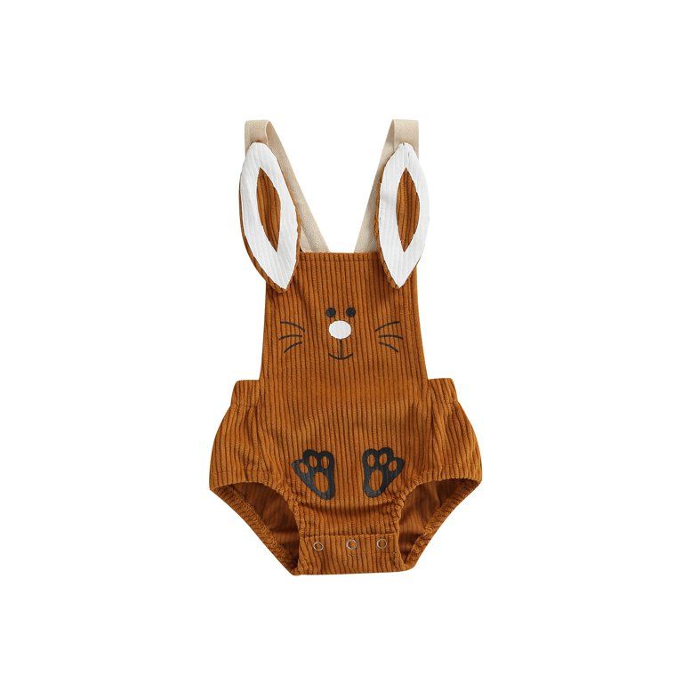 Inevnen Baby Girl Boy Easter Outfits Newborn Infant Rabbit Romper Corduroy Bunny Ears Jumpsuit | Walmart (US)