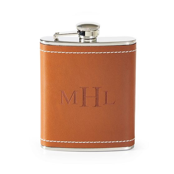 Leather Wrapped Flask, 6oz, Saddle | Mark and Graham