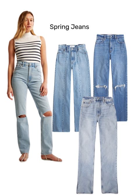 Abercrombie jeans. Speinf jeans. Denim. Light denim. Spring denim. 

#LTKstyletip #LTKfindsunder100 #LTKSeasonal