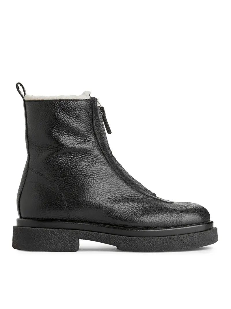Faux Fur Leather Boots | ARKET