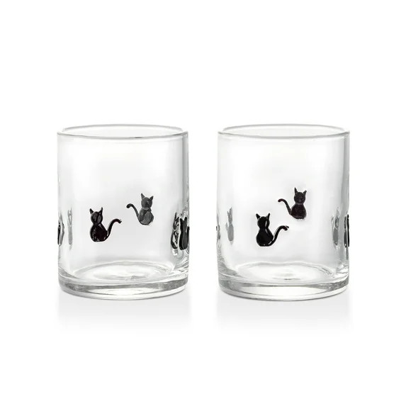 Thyme & Table 12 fl oz Halloween Cat Charm Drinking Glasses, Set of 2 - Walmart.com | Walmart (US)