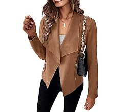 PRETTYGARDEN Women's Faux Suede Jackets 2023 Fall Clothes Long Sleeve Open Front Cropped Coat Out... | Amazon (US)