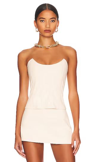 Leia Faux Leather Corset in Creme | Revolve Clothing (Global)