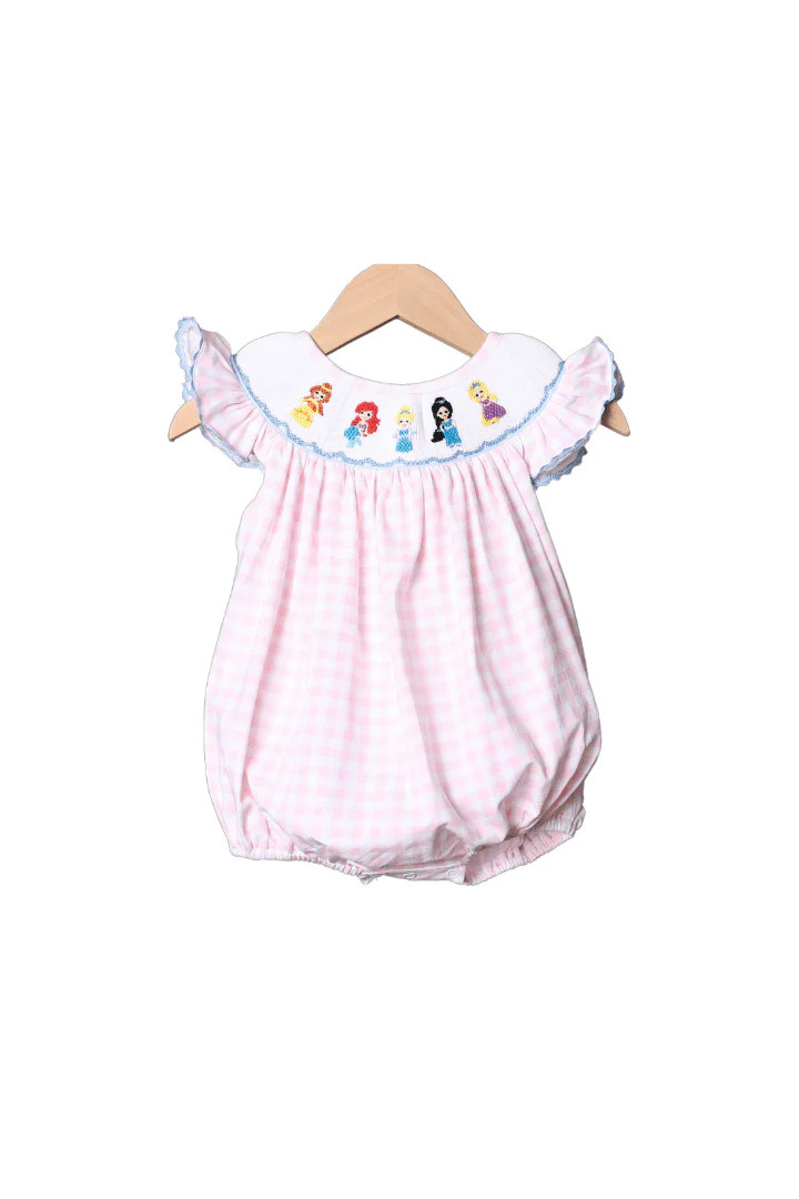Smocked Princess Pink Gingham Bishop Bubble | The Smocked Flamingo