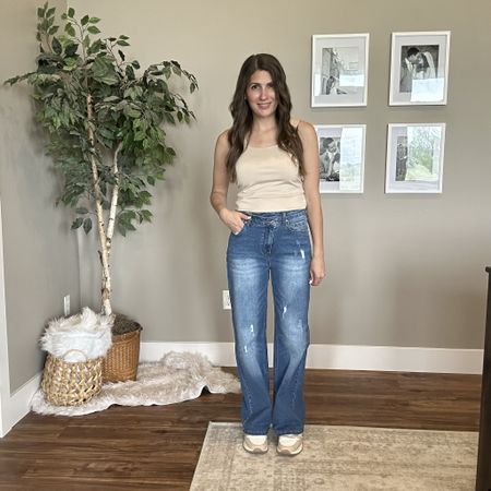 Love these jeans!! 
The reviews recommend to size up. I am wearing my usual size here - size 2  

#LTKStyleTip #LTKSeasonal #LTKFindsUnder50