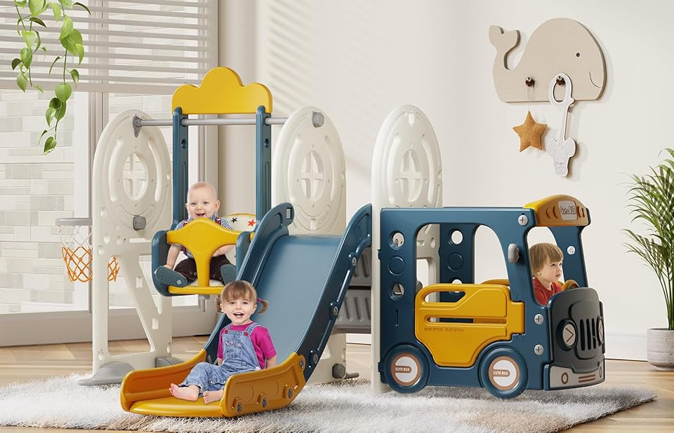 BIERUM Toddler Slide for Toddlers Age 1-3 with Basketball Hoop and Swing, Baby Slide for Kids Ideal Gift, Indoor Outdoor Backyard... | Amazon (US)