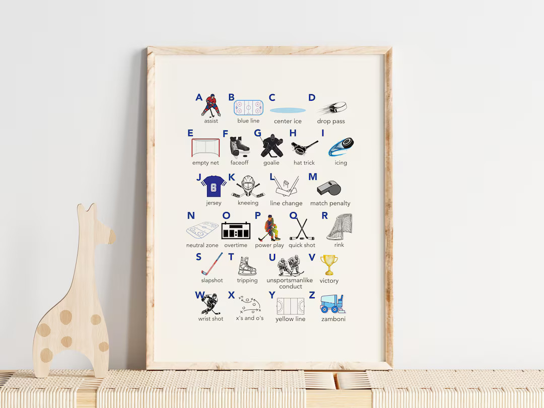 Hockey Alphabet Nursery Print, Digital Download, Hockey Wall Art, Hockey Nursery, Digital Print, ... | Etsy (US)