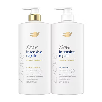 Dove Beauty Intensive Repair Pump with Glutamic Amino Serum & Bio-Protein Care Hair Conditioner 28 fl oz + Hair Shampoo 28 fl oz | Target