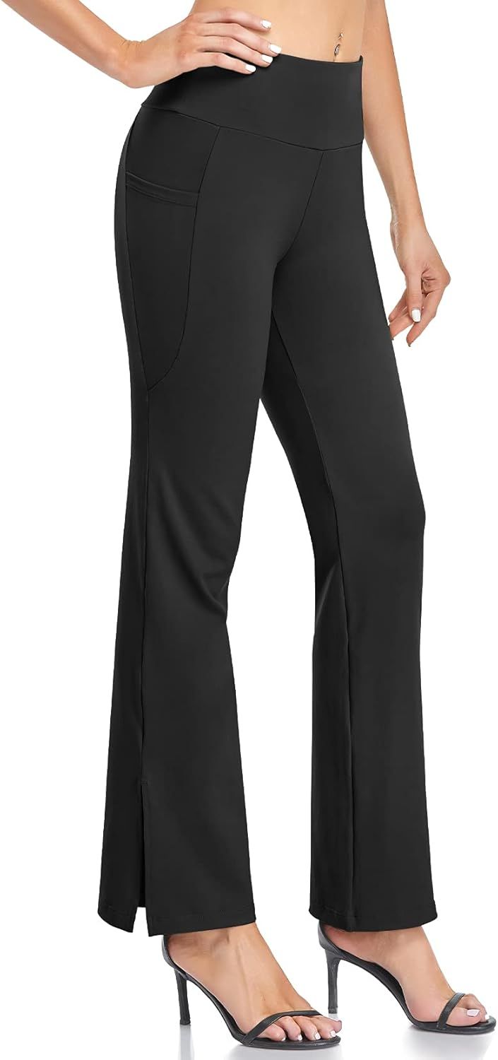 DAYOUNG Bootcut Yoga Pants for Women Tummy Control Workout Bootleg Pants High Waist 4 Way Stretch... | Amazon (US)