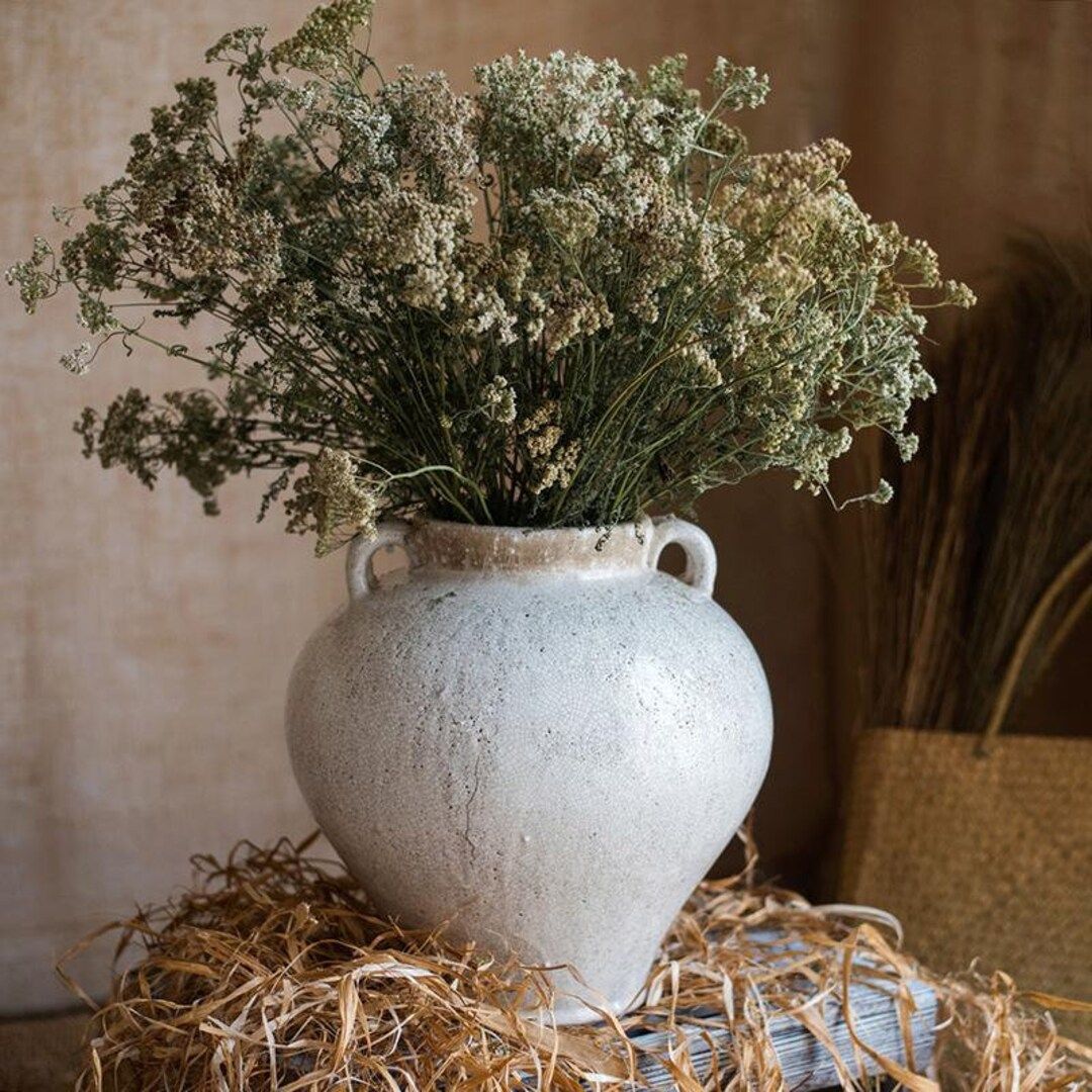 Large French Country White Ceramic Flower Vase | Etsy (US)