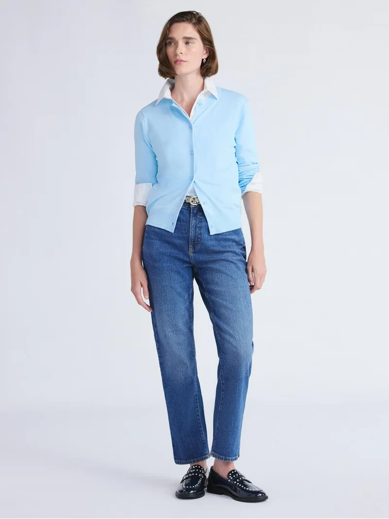 Free Assembly Women's High Rise Ankle Length Straight Jeans, 30" Inseam, Sizes 0-16 | Walmart (US)