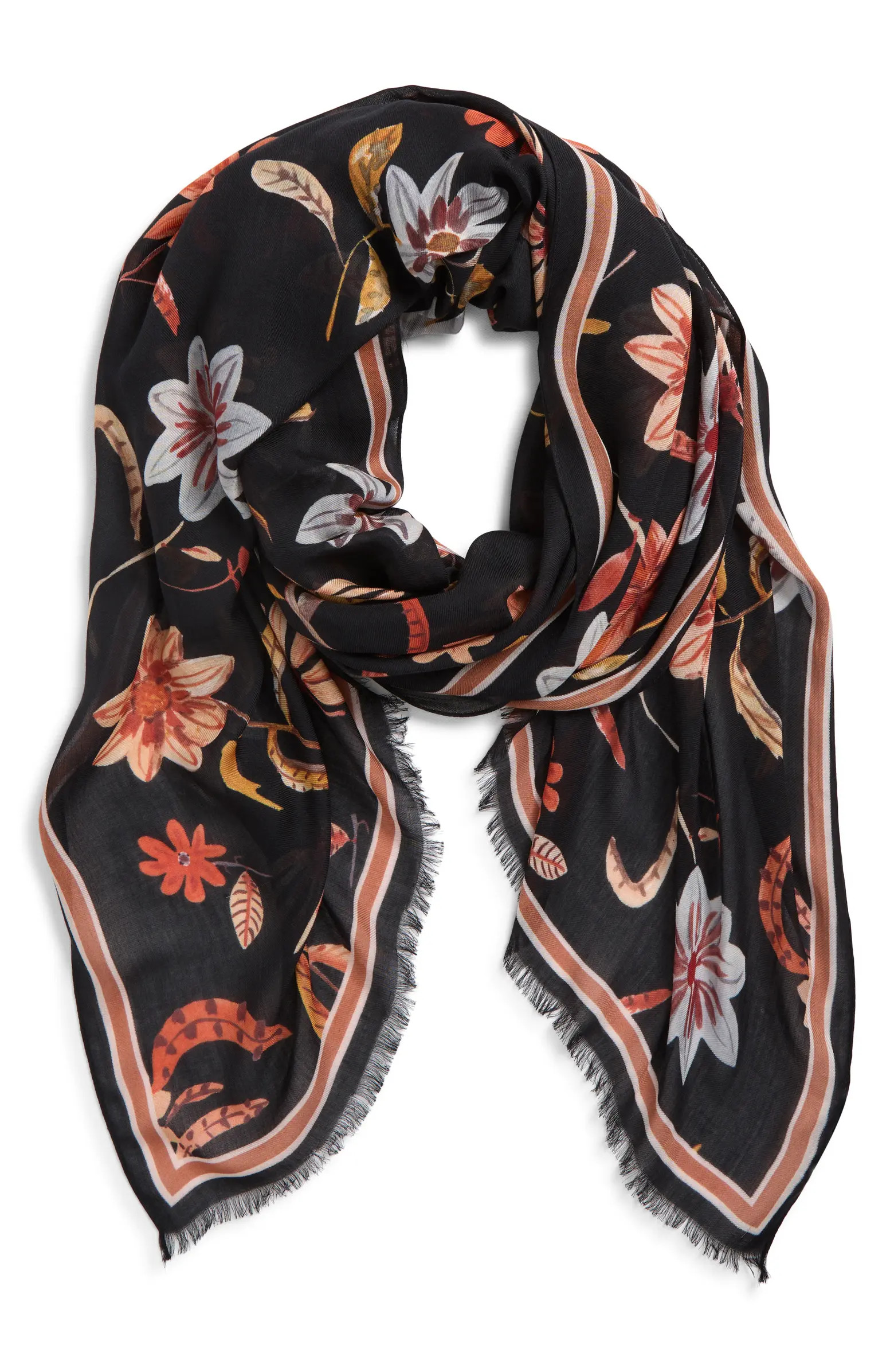Autumn Floral Fringe Scarf | Nordstrom