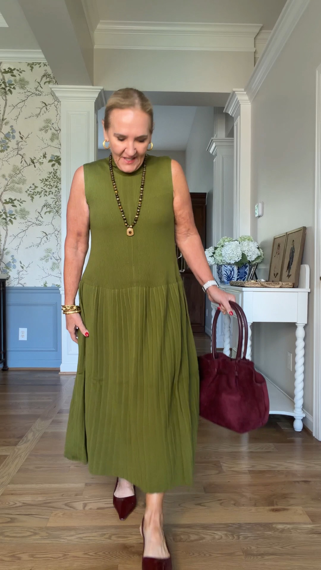 Sized up to a large in this dress so nothing is touching but really you can get your reg size just depends on how you want to wear it.

#LTKOver40 #LTKWorkwear #LTKootd