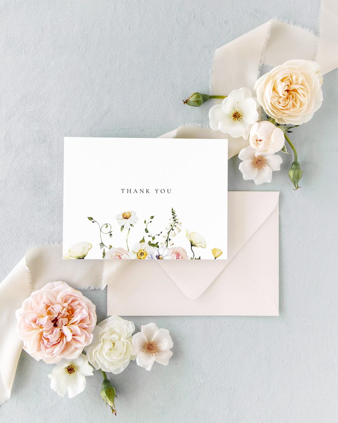 Modern Floral Thank You Cards, Bridal Shower Thank You Card, Baby Shower Thank You Cards, Note Ca... | Etsy (US)