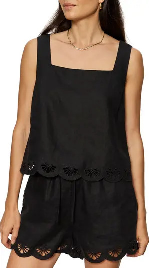 Sanctuary Almost There Scallop Hem Sleeveless Linen Top | Nordstrom | Nordstrom