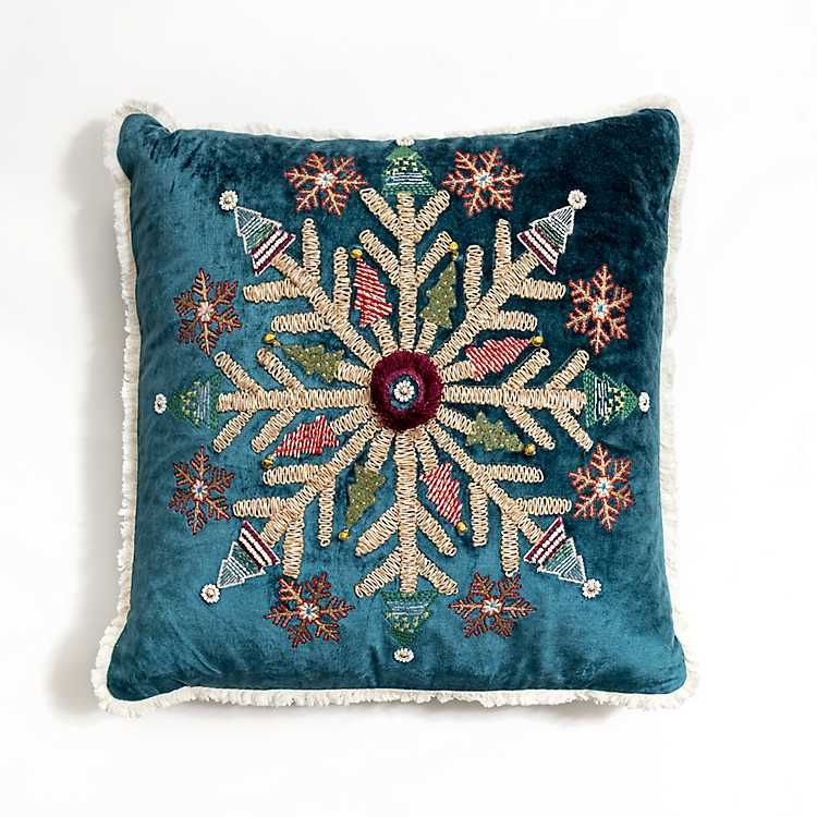 New! Blue Velvet Boho Snowflake Throw Pillow | Kirkland's Home