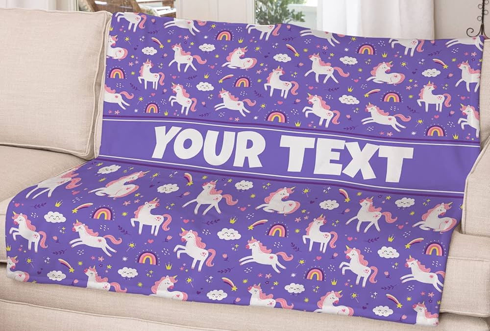 Personalized Unicorn Blanket (Purple) - Custom Birthday Gift or Holiday Present for Girls, Boys, ... | Amazon (US)