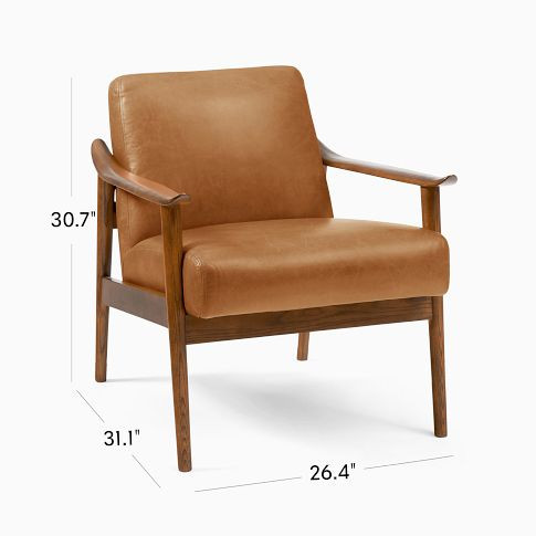 Mid-Century Leather Show Wood Chair | West Elm (US)