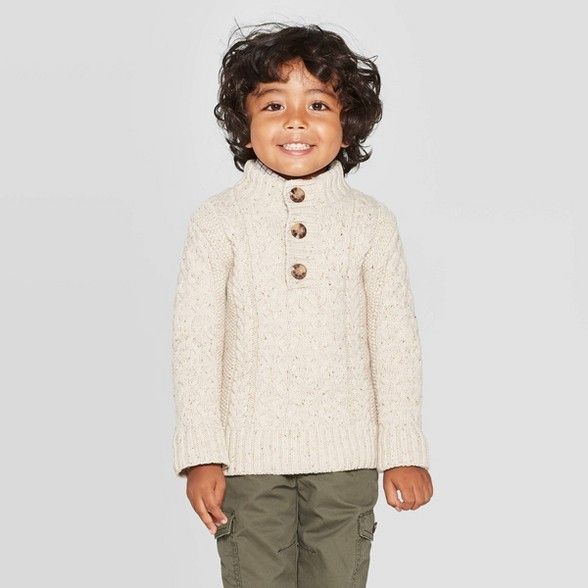 Toddler Boys' Shawl Collar Pullover Sweater - Cat & Jack™ Off-White | Target