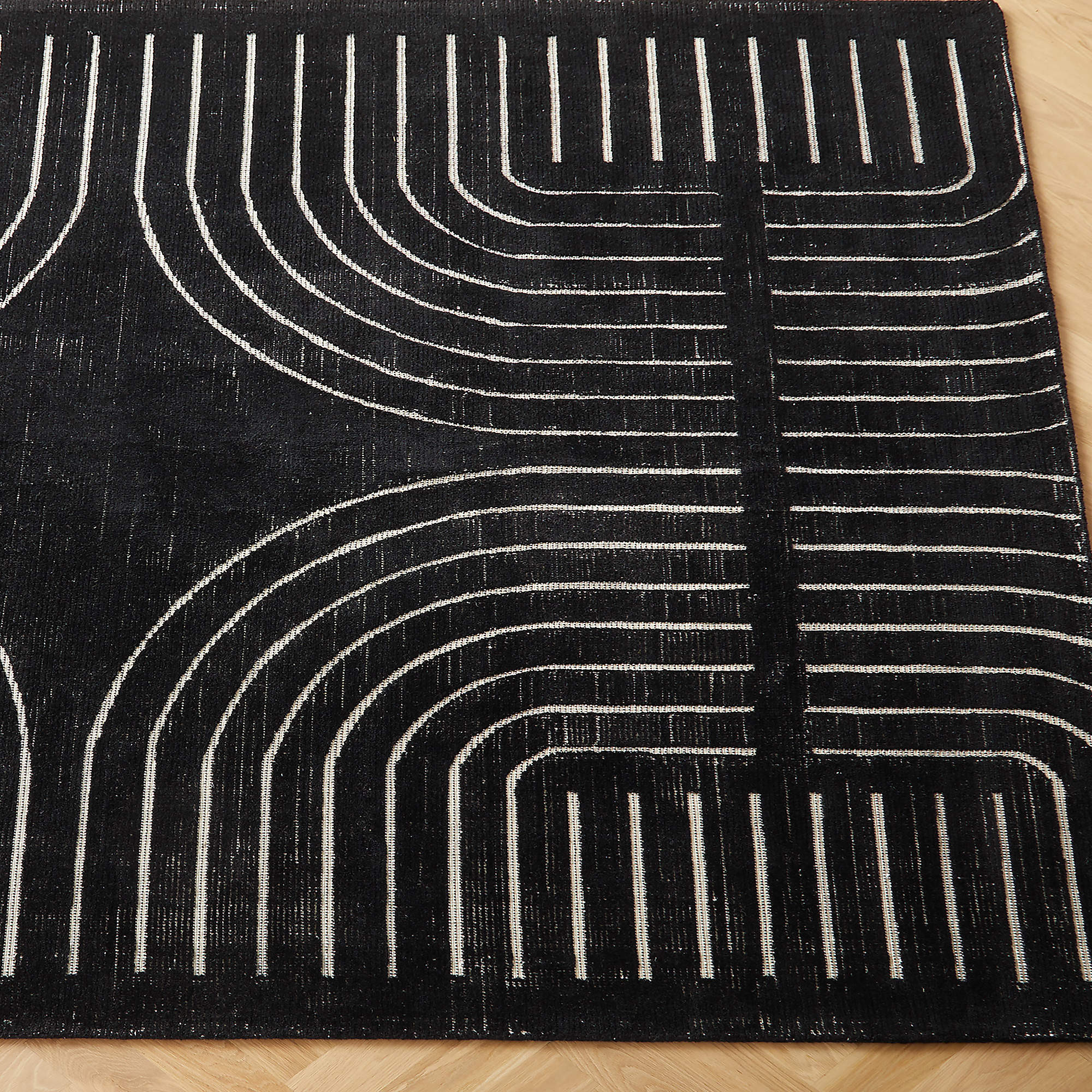 Asti Hand-Tufted Black and White New Zealand Wool Area Rug 8'x10' + Reviews | CB2 | CB2