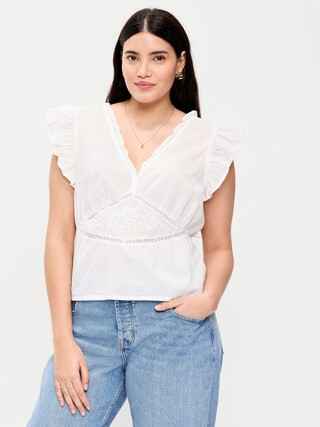 Flutter-Sleeve Embroidered Top | Old Navy (US)