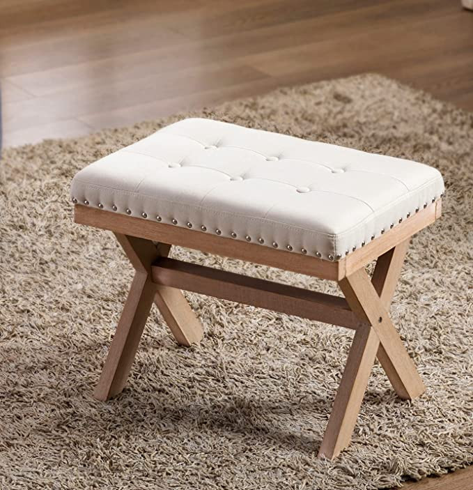 Artechworks Bench Ottoman Burlap Linen Fabric Upholstered Entryway Bedroom Bench Footstool Seat w... | Amazon (US)