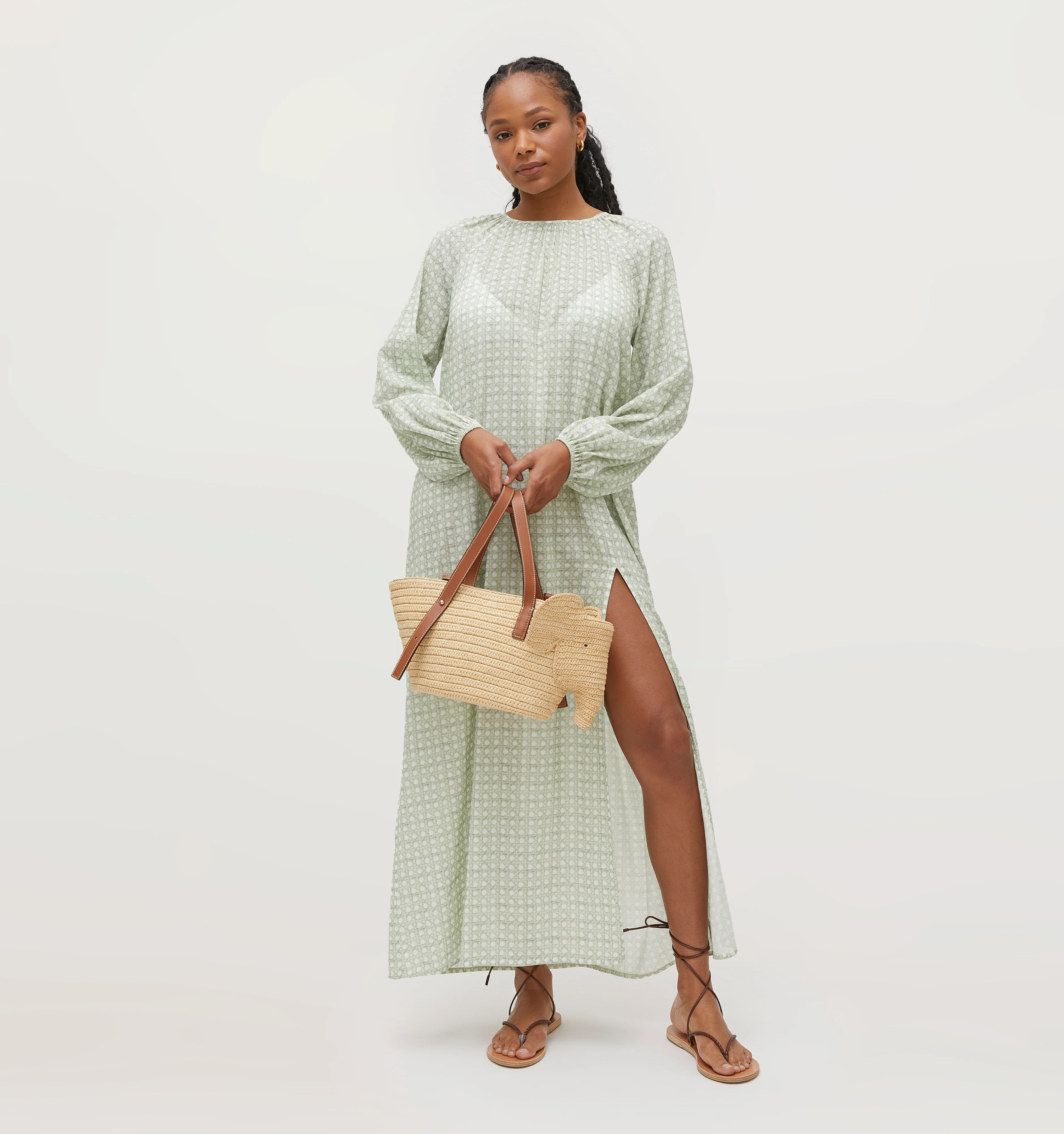 The Simone Dress - Green Basketweave | Hill House Home US