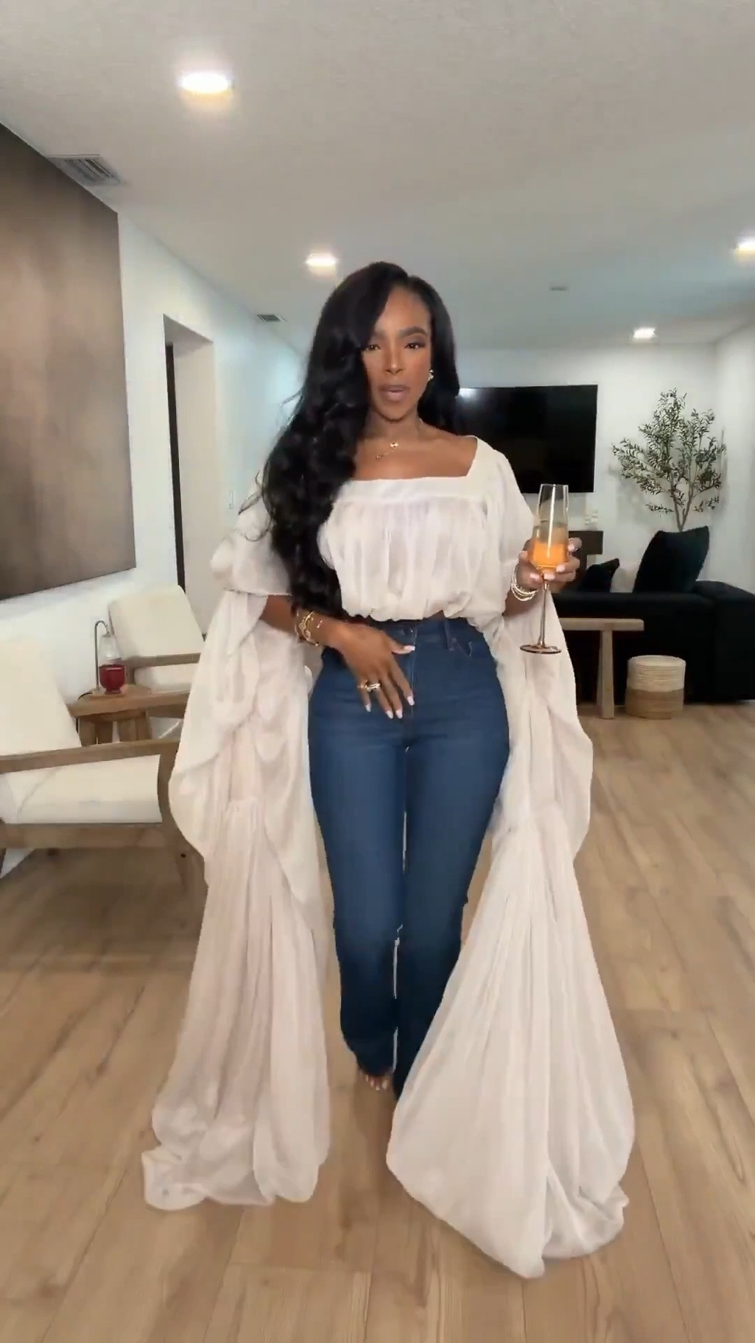 Cost per wear drops fast with closet staples like this — a soft, flowy statement top paired with perfectly fitting denim you’ll reach for on repeat. Both pieces are timeless, flattering, and easy to restyle, making them a smart long-term wardrobe investment you’ll wear season after season.

The airy drape of the top balances the structured jeans beautifully, creating that effortless, elevated look that works for so many occasions.

Perfect for brunch dates, casual dinners, hosting nights at home, daytime events, and polished everyday wear.

✨ Restock alert: both the top and jeans are back in stock.

📏 Sizing:
Top — Small  
Jeans — 27 Long  

📐 Measurements: 5’4” · 138 lbs · 34D · 27” waist · 40” hips  

Styled multiple ways, cost-per-wear outfit staples, restocked wardrobe favorites, elevated casual denim looks, flowy statement tops, everyday chic outfits, timeless closet essentials.

Follow me on Instagram and YouTube @kirasfashionfinds

