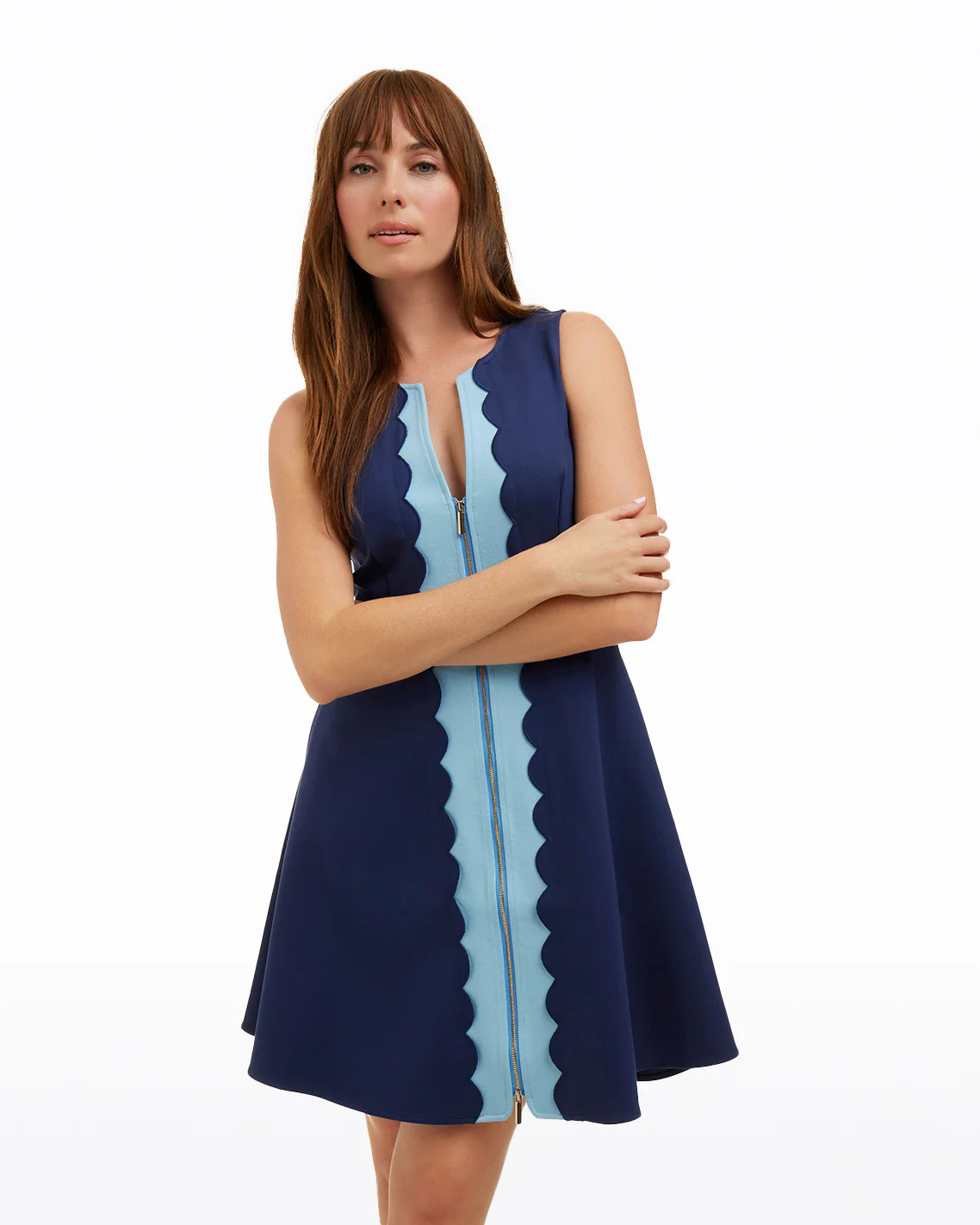 Sleeveless Mae Love Circle Dress in Two Tones Blue | Draper James (US)