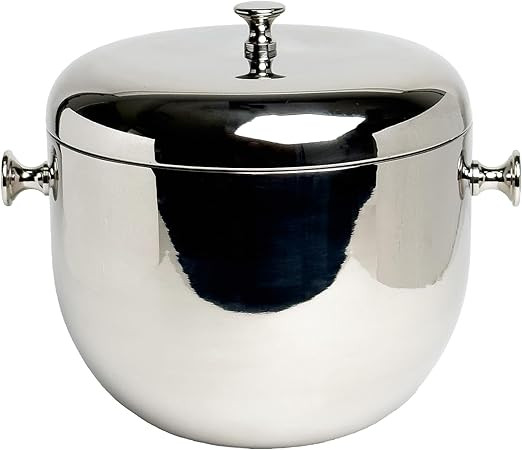 Beverage Ice Bucket Tub With Lid for Wine Cocktails or Beer 7 x 8 Inch Aluminum Polished Silver | Amazon (US)