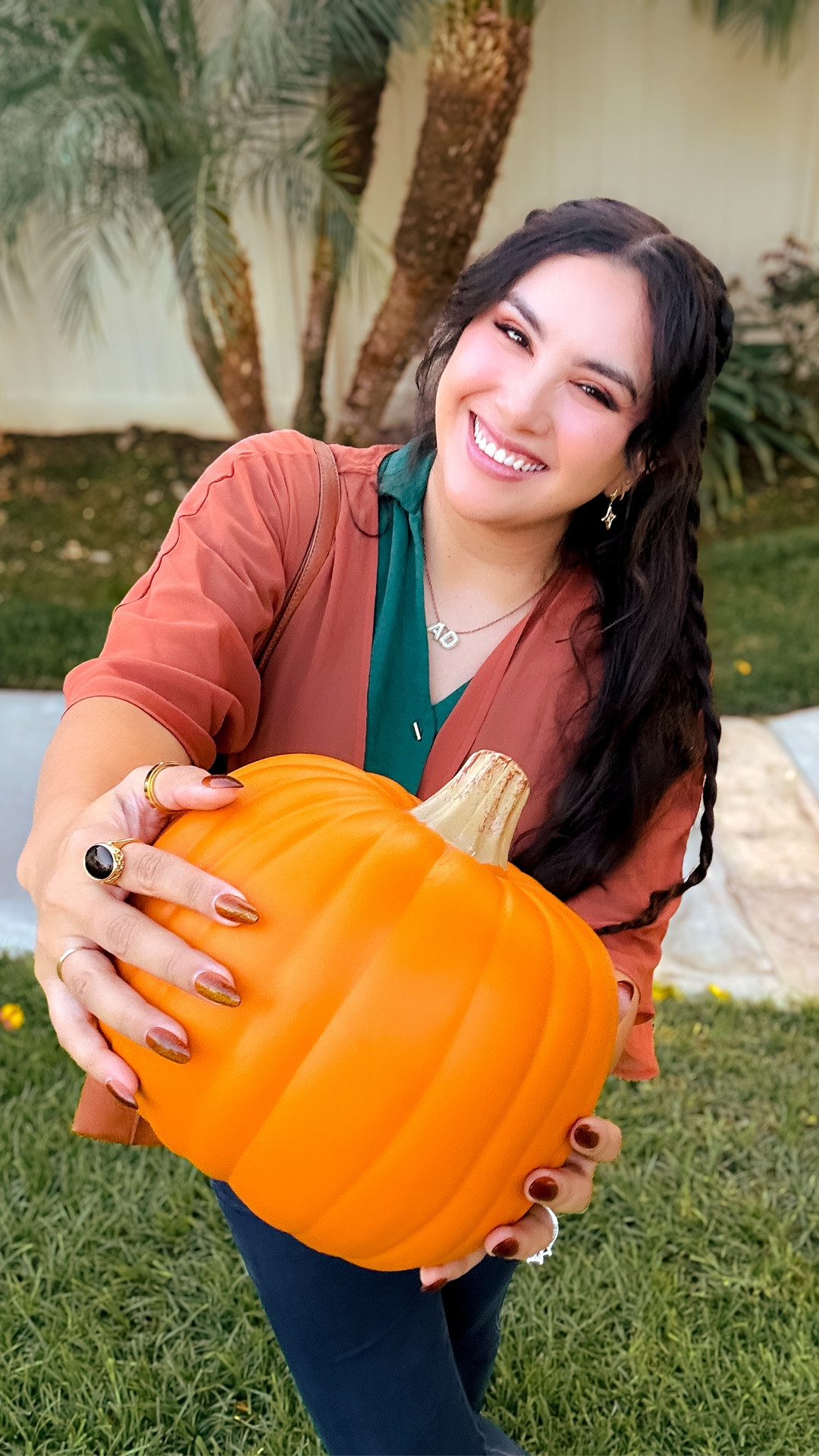 👀 Is it ever too early to start celebrating Halloween? 🎃✨ For me, the answer is always no! 🤭

🍂The moment fall begins to peek through, I’m ready for pumpkins, magic, and all the witchy vibes. 🔮

🤎This outfit mixes an edgy crop layered under a knotted light top with golden details and Hermione’s Time Turner necklace for a subtle nod to the wizarding world of Harry Potter.

🧡A faux pumpkin adds the perfect seasonal touch for early decorating and sets the tone for spooky season. Btw this is carvable too if you’re feeling crafty & creative 👻

🥰There’s just something about this time of year that makes me want to dive in headfirst—pumpkin patch strolls, cozy fall outings, and a little everyday enchantment woven into my style.

Find more magical looks like this one through my Halloween post collections 🫶🏼

Fall ootd, fall vibes, hermione granger necklace, Harry Potter jewelry, pumpkin decor, fall outfit, gold jewelry, boho style, Halloween, Angie’s Magical Style

#LTKHalloween #LTKTall #LTKSeasonal