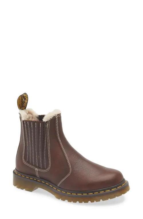 Dr. Martens 2976 Leonore II Faux Fur Lined Chelsea Boot in Dark Brown at Nordstrom, Size 11Us | Nordstrom