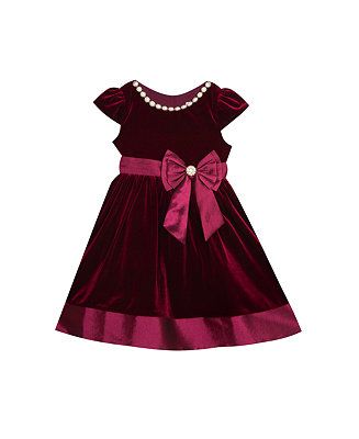 Rare Editions Toddler Girls Stretch Velvet Fit and Flare Dress with Stretch Taffeta Waistband and... | Macys (US)