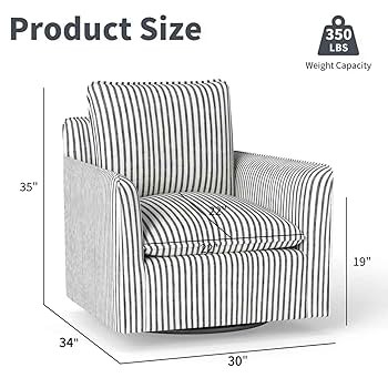 INZOY Swivel Accent Chair, Upholstered Square Chair, Swivel Barrel Reading Chair with Thick Padde... | Amazon (US)