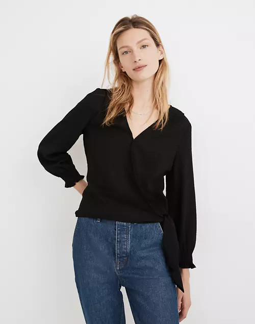 Smocked-Sleeve Wrap Top | Madewell