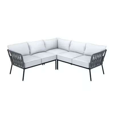 Style Selections Stratford Outdoor Sectional with Gray Cushion(S) and Steel Frame | Lowe's