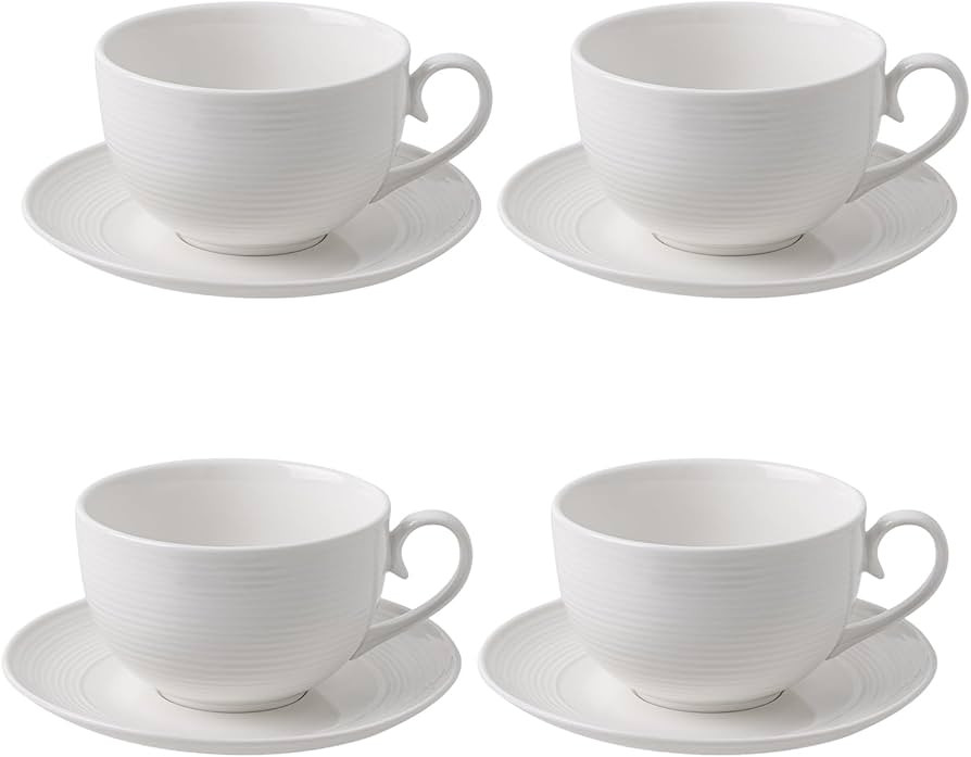 12 oz Cappuccino Cups with Saucers, Ceramic Espresso Coffee Cups Set of 4, White Latte Cup and Sa... | Amazon (US)